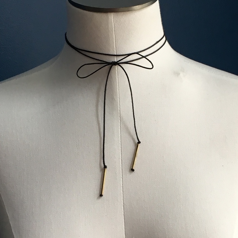 Simple Black and Gold Tie Choker Necklace